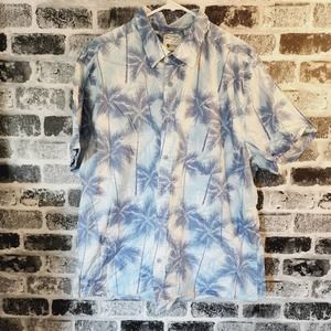 Hagger Men's Hawaiian Blue Button Down Short Sleeve Shirt XXL
